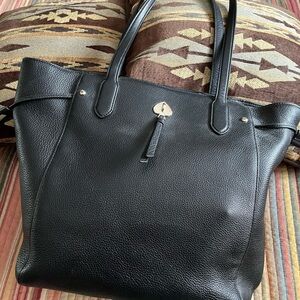 Elegant Black Leather Kate Spade Tote Bag